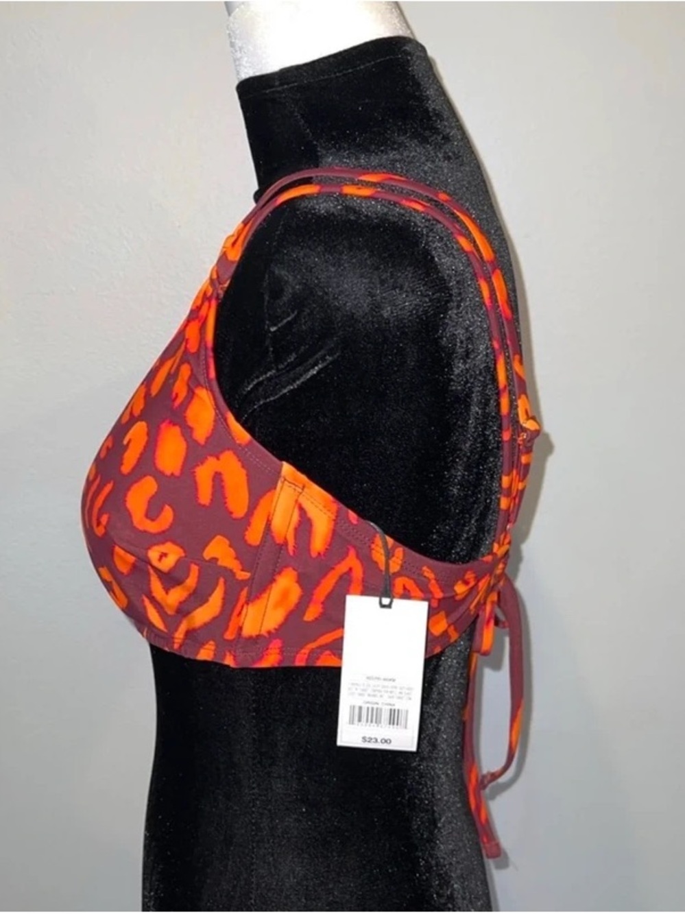 One-Shoulder Neon Orange Leopard Crop Top - Women - Picture 2 of 5